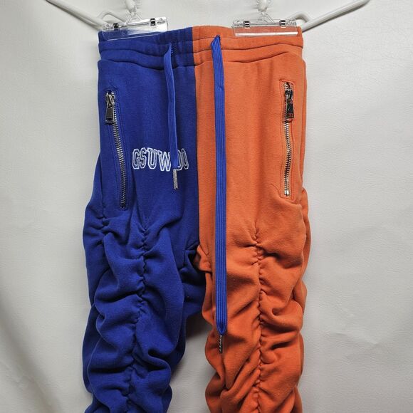 GSUWOO Orange Blue Ruched Set XS – Hoodie Joggers Streetwear Colorblock Outfit - Picture 15 of 16